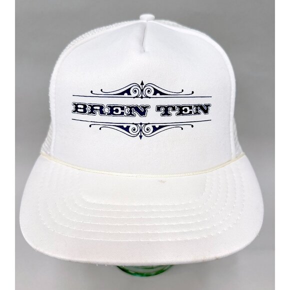Vintage 80s BREN TEN Pistol Firearm Mesh Foam Trucker Hat Snapback - White Japan - Picture 1 of 9
